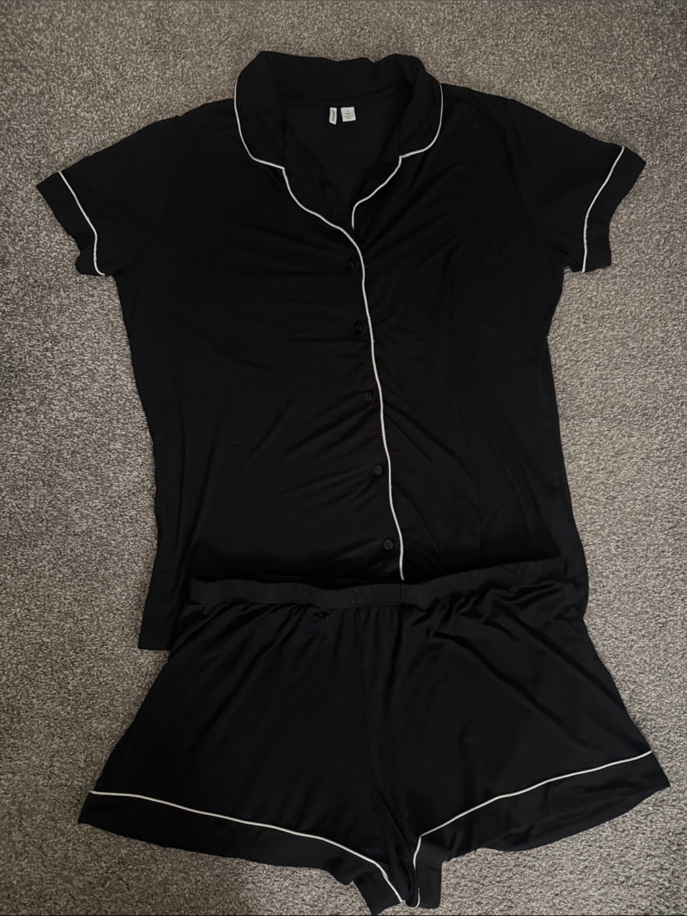 Nordstrom Black White Piping Button-Up Pajama Set Size S
